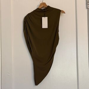 Zara Asymmetrical Olive Green Sleeveless Top